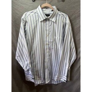 Donald J. Trump Button Up Shirt Adult XL 34/35 White Striped Long Sleeve Men
